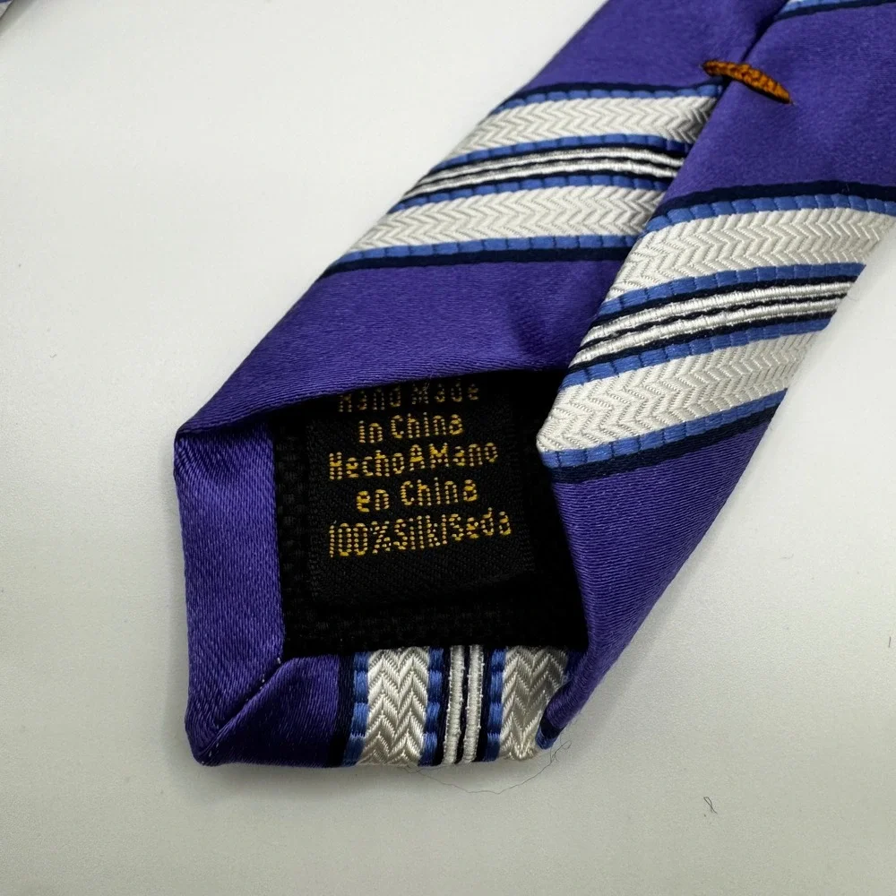 Donald J Trump Signature Collection Mens Purple Striped Silk Tie Luxury Designer - Picture 5 of 6